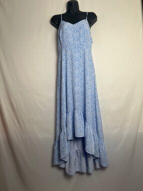 Pink Lily Blue Floral High Low Dress